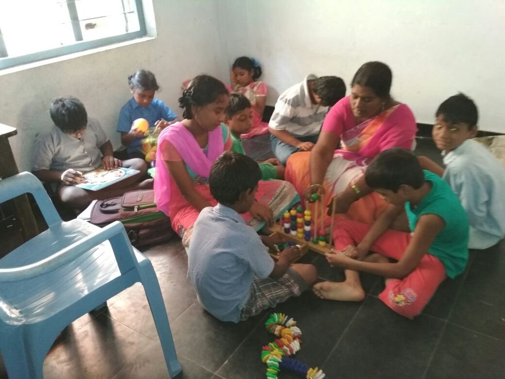 Children and educators during a Bhavitha activity